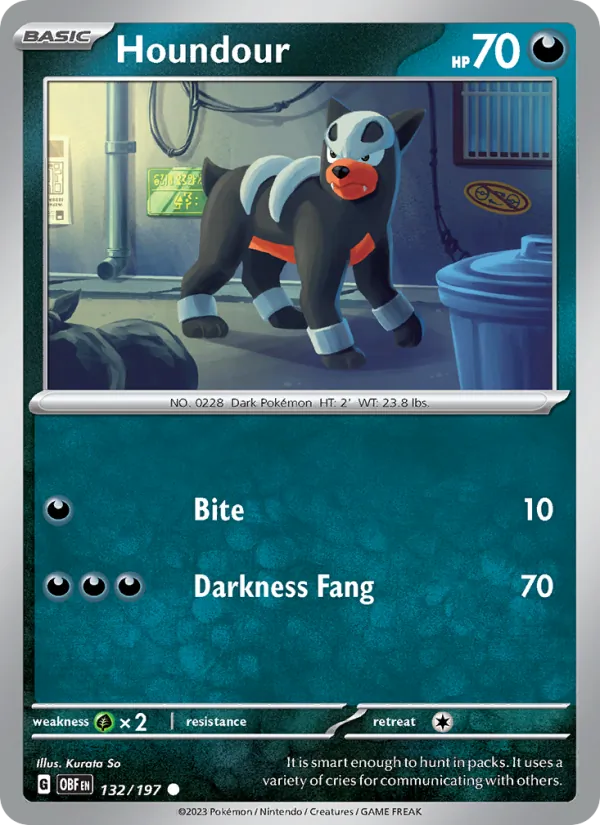 Houndour #132 – Obsidian Flames card