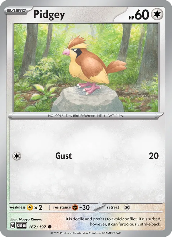 Pidgey #162 – Obsidian Flames card