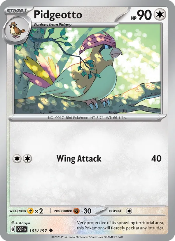 Pidgeotto #163 – Obsidian Flames card