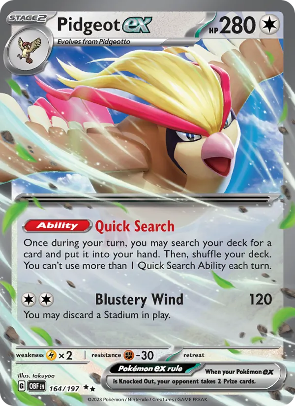 Pidgeot ex #164 – Obsidian Flames card