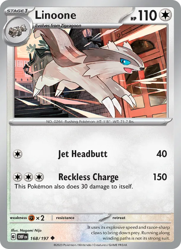 Linoone #168 – Obsidian Flames card