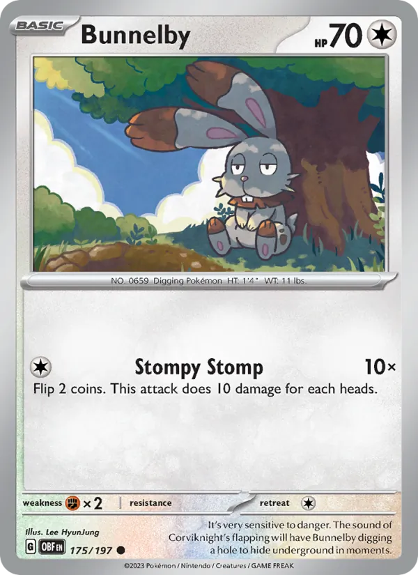 Bunnelby #175 – Obsidian Flames card