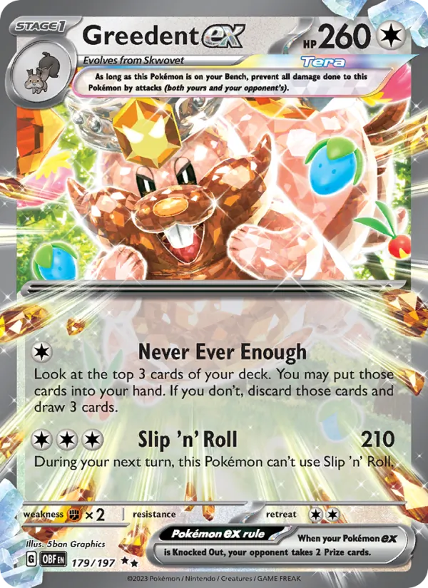 Greedent ex #179 – Obsidian Flames card