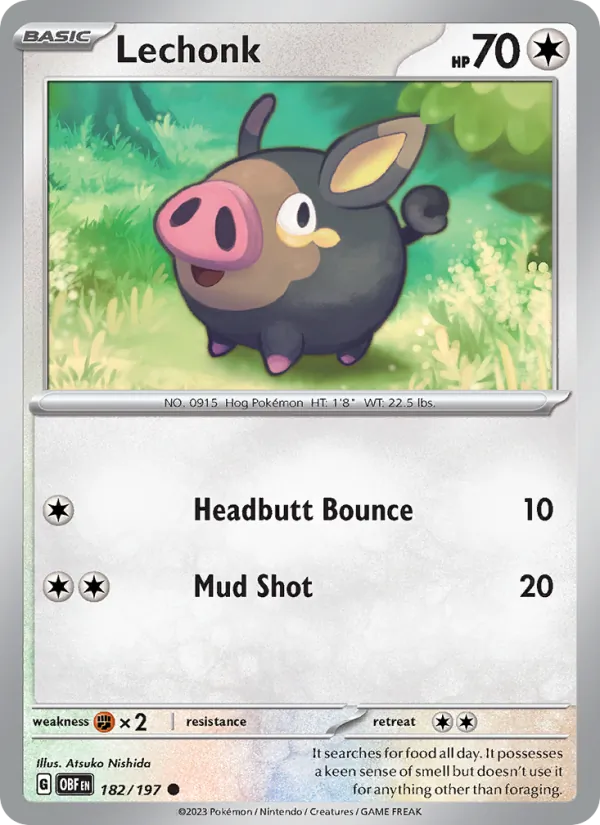 Lechonk #182 – Obsidian Flames card