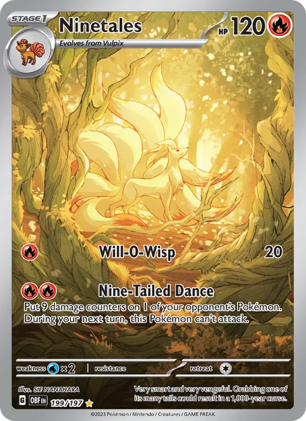 Ninetales #199 – Obsidian Flames card