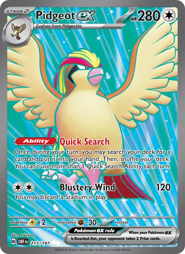 Pidgeot ex #217 – Obsidian Flames card