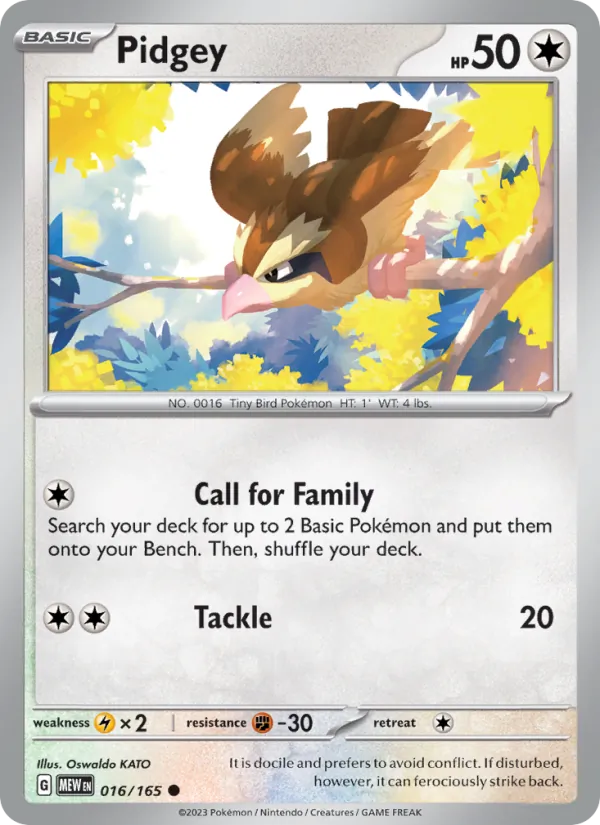 Pidgey #016 – 151 card