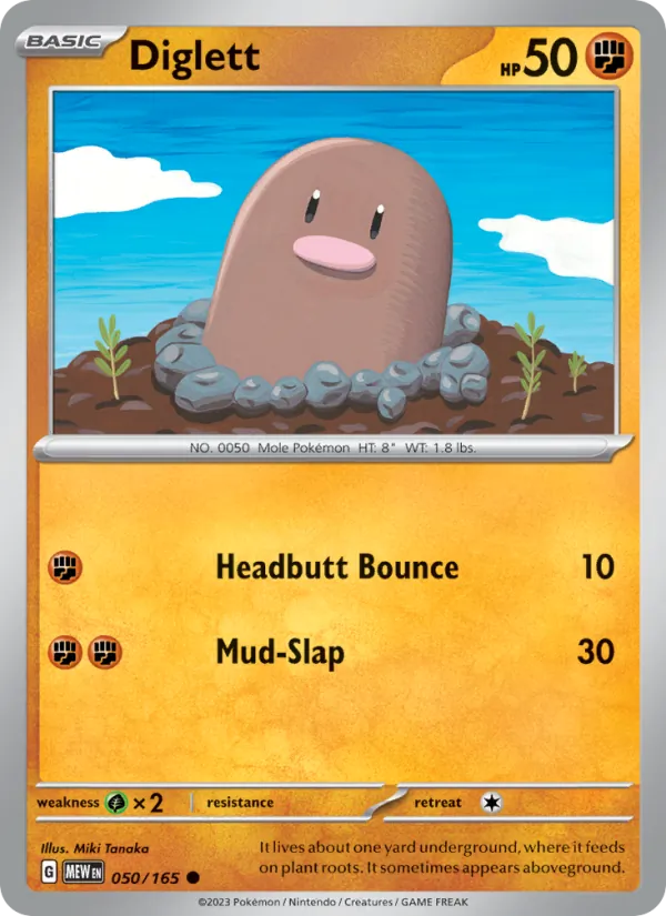 Diglett #050 – 151 card