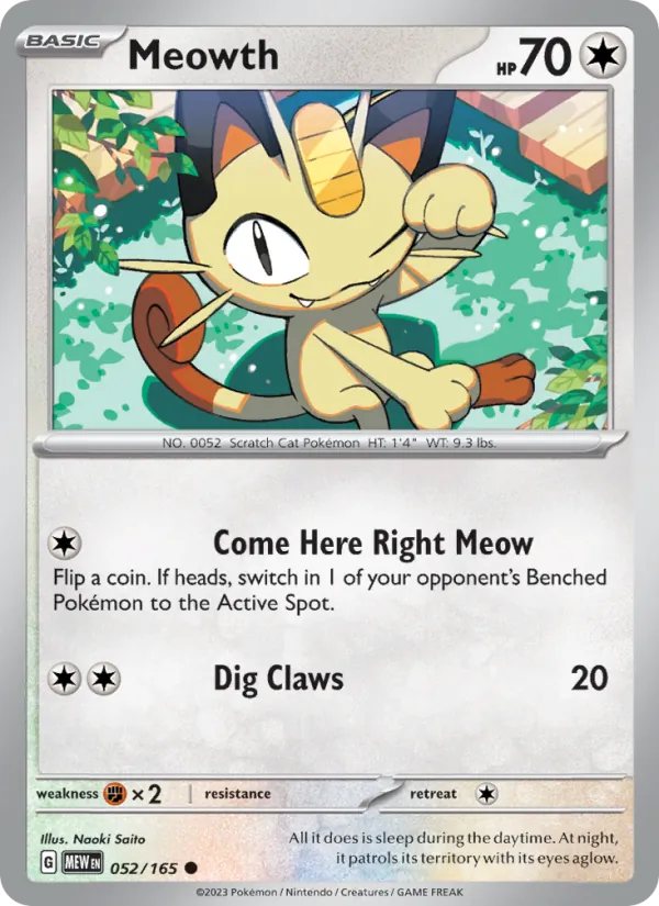 Meowth #052 – 151 card