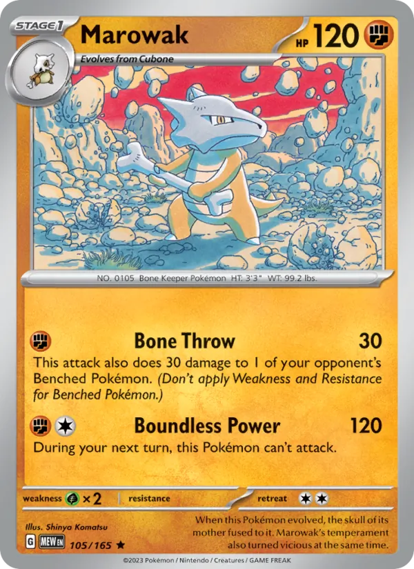 Marowak #105 – 151 card