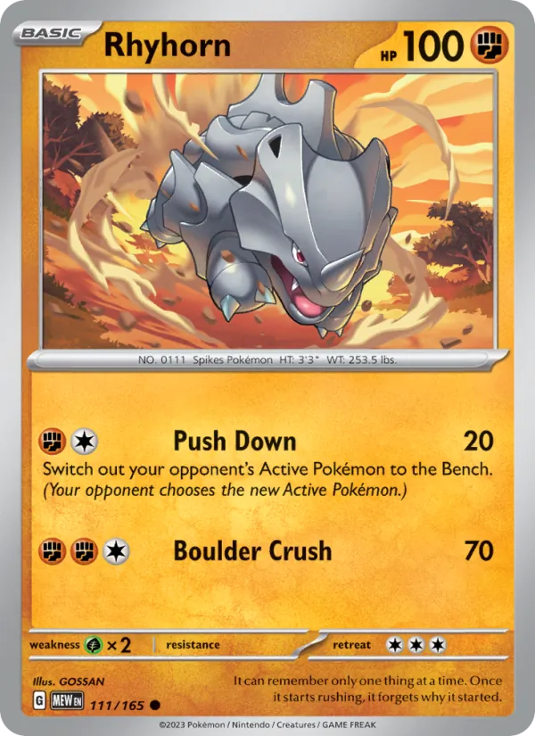 Rhyhorn #111 – 151 card