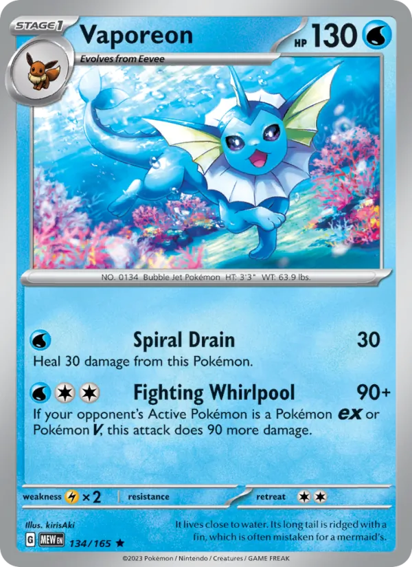 Vaporeon #134 – 151 card