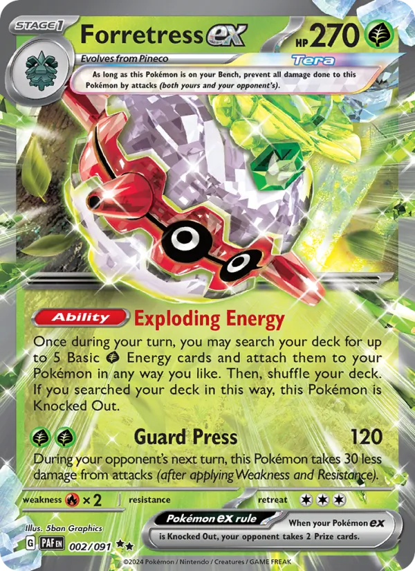 Forretress ex #002 – Paldean Fates card