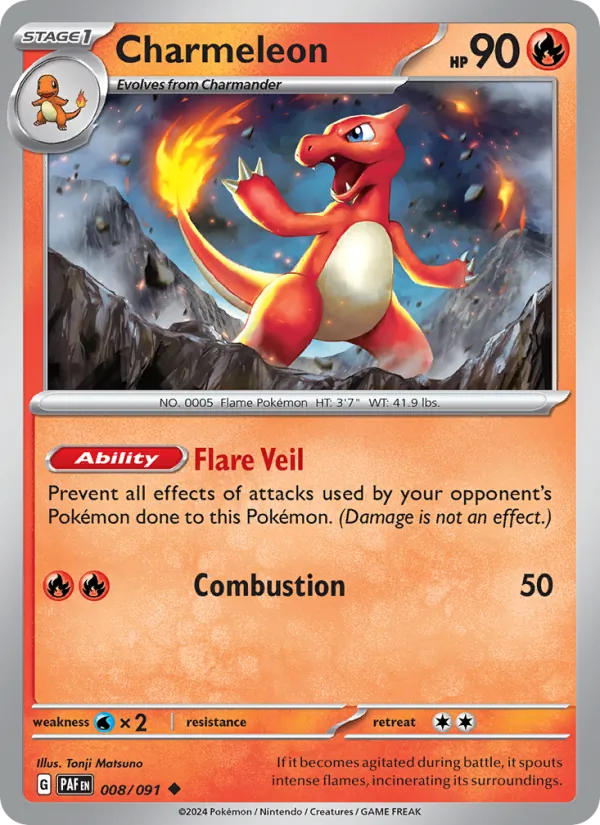 Charmeleon #008 – Paldean Fates card