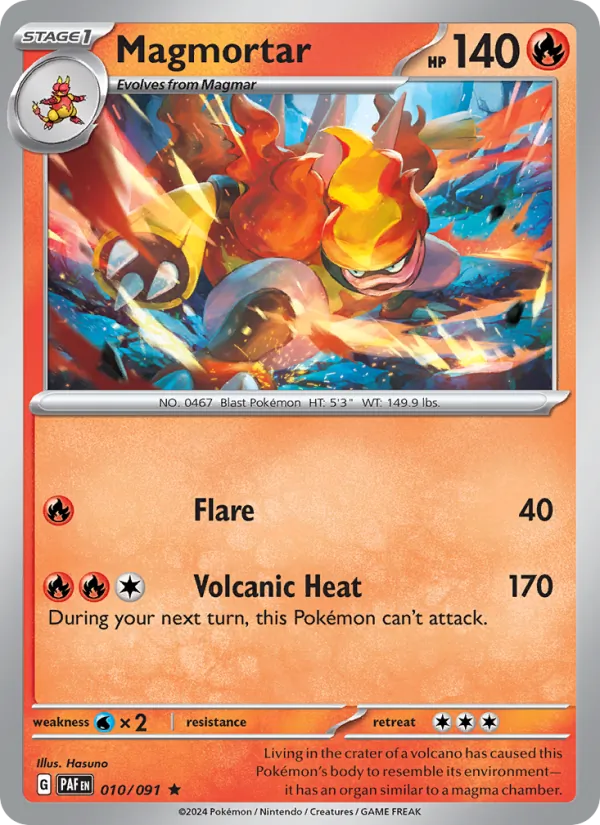 Magmortar #010 – Paldean Fates card