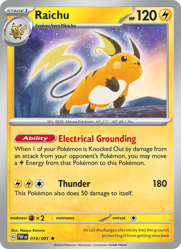 Raichu #019 – Paldean Fates card