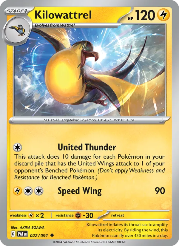 Kilowattrel #022 – Paldean Fates card