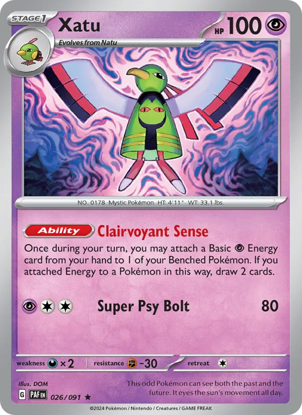 Xatu #026 – Paldean Fates card