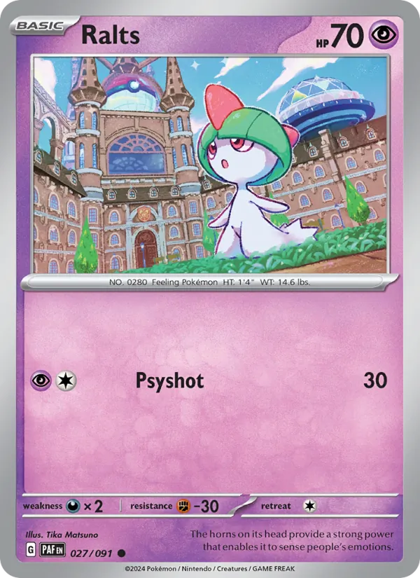 Ralts #027 – Paldean Fates card