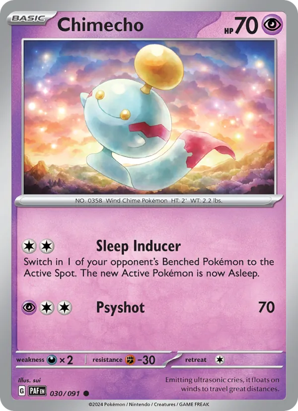 Chimecho #030 – Paldean Fates card