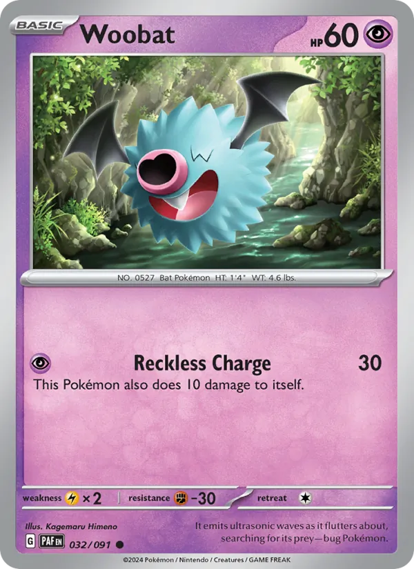 Woobat #032 – Paldean Fates card