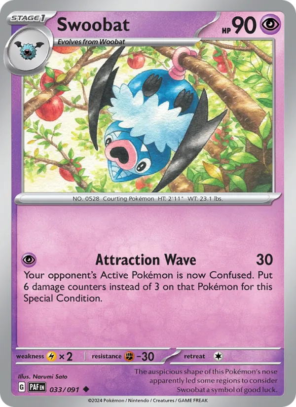 Swoobat #033 – Paldean Fates card