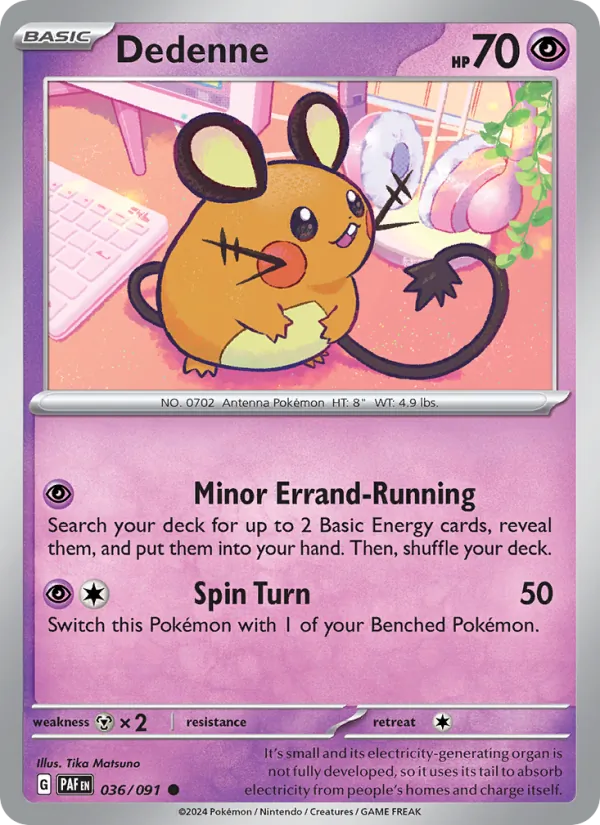 Dedenne #036 – Paldean Fates card