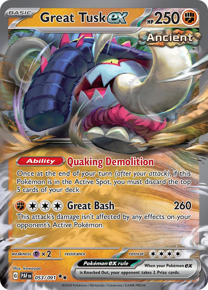 Great Tusk ex #053 – Paldean Fates card