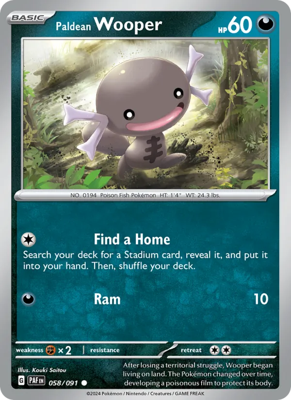 Paldean Wooper #058 – Paldean Fates card