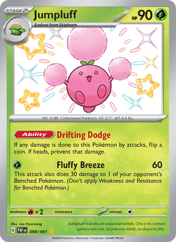 Jumpluff #098 – Paldean Fates card