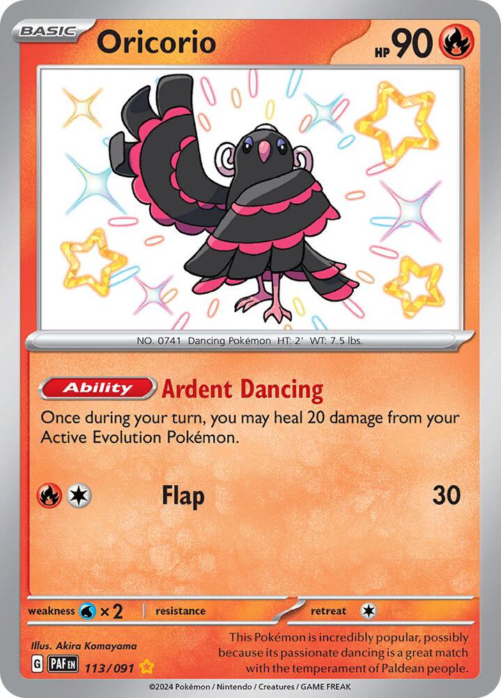 Oricorio #113 – Paldean Fates card