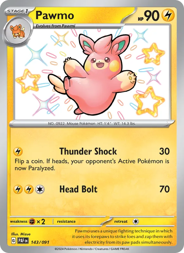 Pawmo #143 – Paldean Fates card
