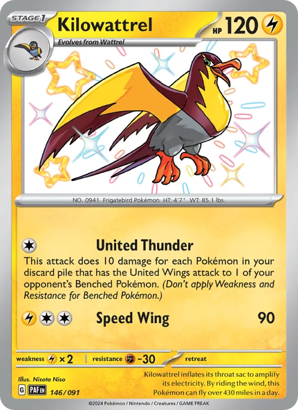 Kilowattrel #146 – Paldean Fates card