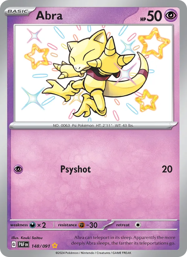 Abra #148 – Paldean Fates card