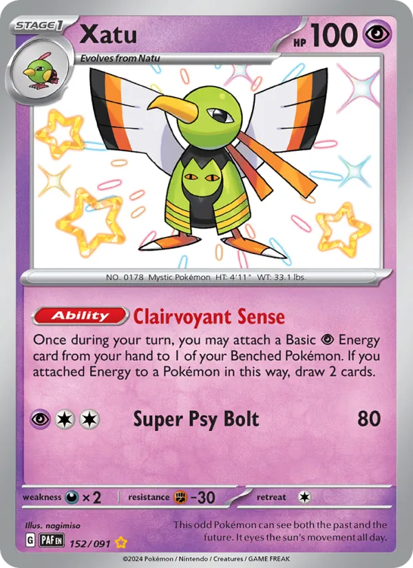 Xatu #152 – Paldean Fates card