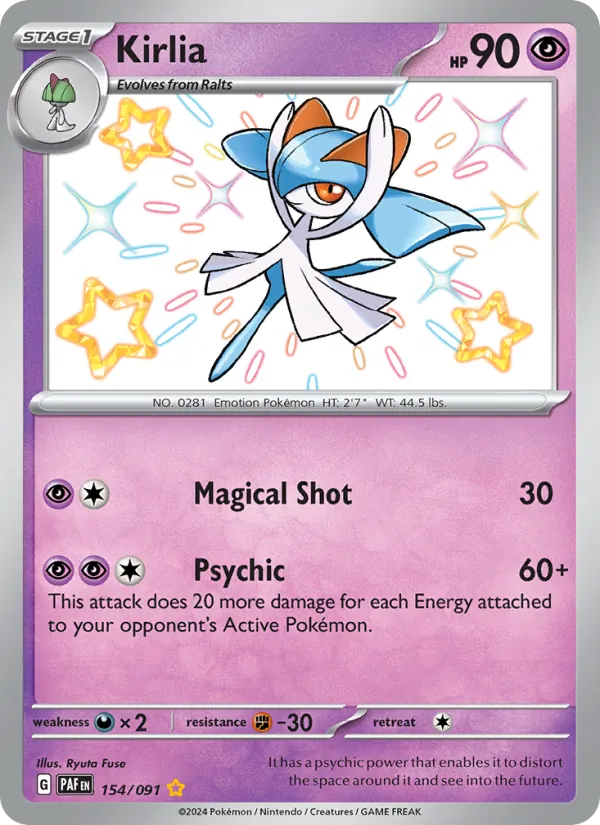 Kirlia #154 – Paldean Fates card