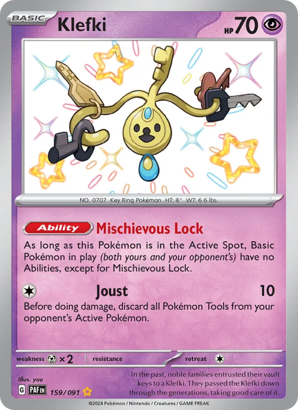 Klefki #159 – Paldean Fates card