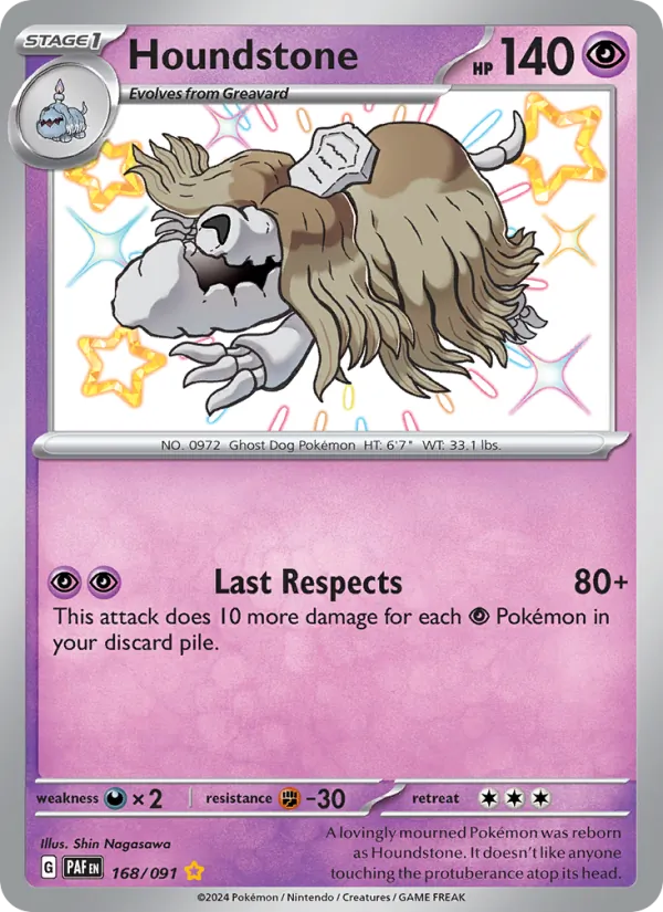 Houndstone #168 – Paldean Fates card