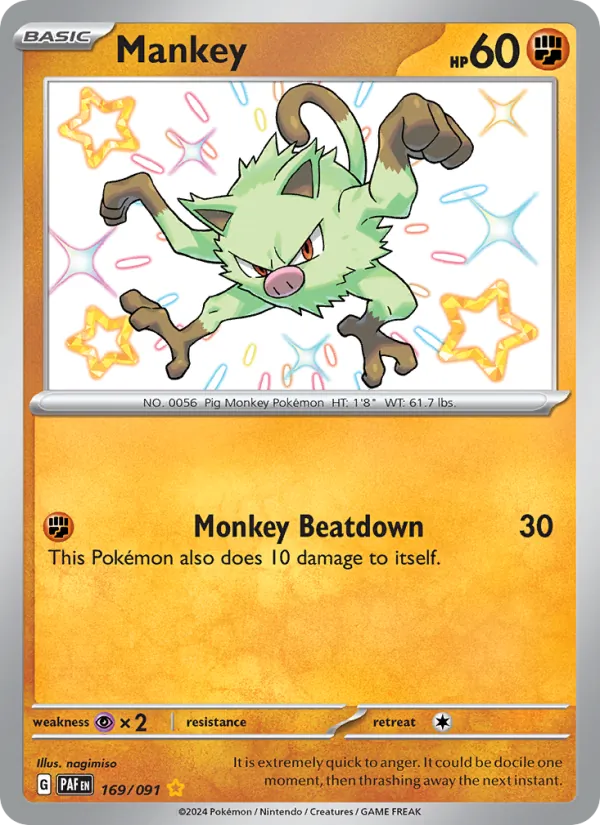 Mankey #169 – Paldean Fates card