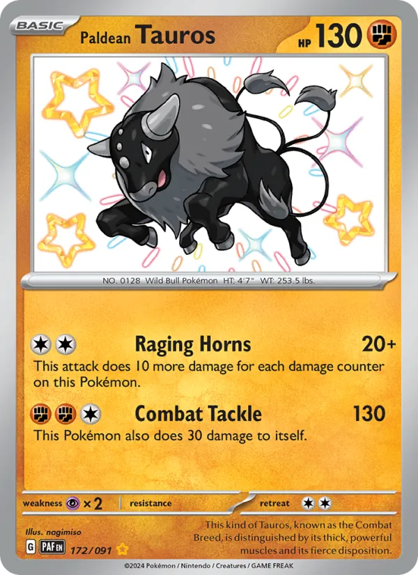 Paldean Tauros #172 – Paldean Fates card