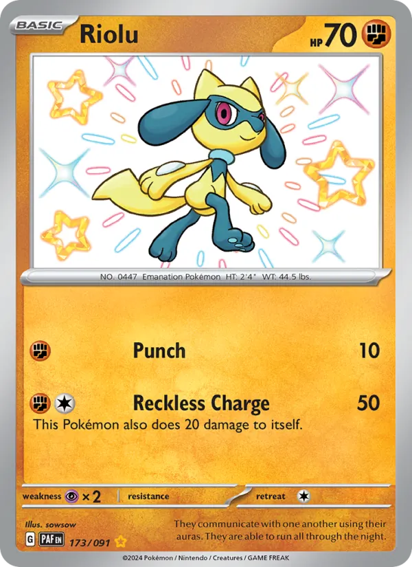 Riolu #173 – Paldean Fates card