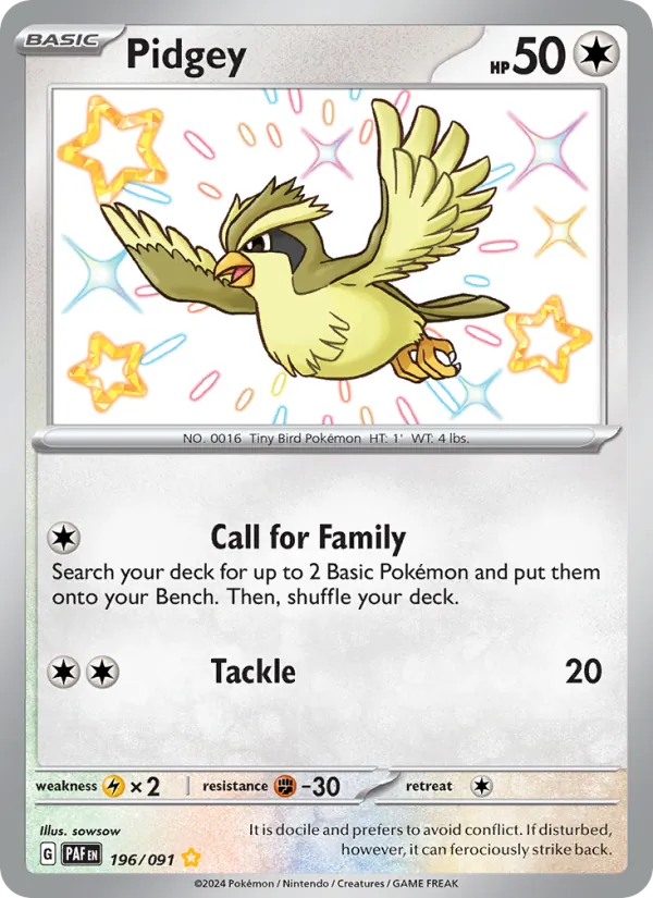 Pidgey #196 – Paldean Fates card
