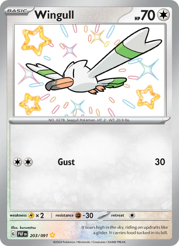 Wingull #203 – Paldean Fates card