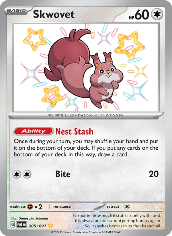 Skwovet #205 – Paldean Fates card