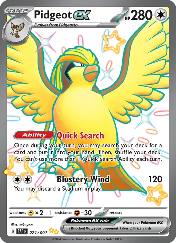 Pidgeot ex #221 – Paldean Fates card