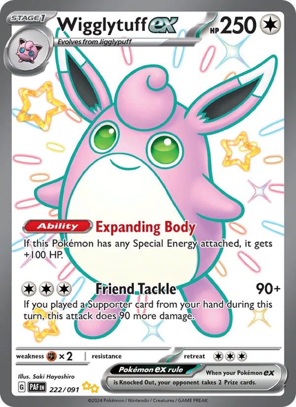 Wigglytuff ex #222 – Paldean Fates card