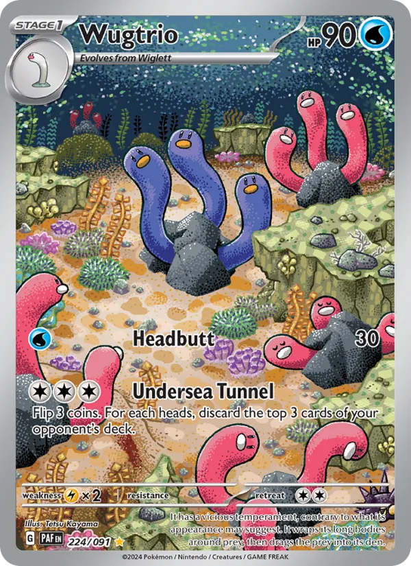 Wugtrio #224 – Paldean Fates card