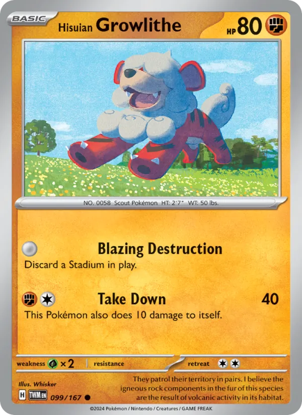 Hisuian Growlithe #099 – Twilight Masquerade card