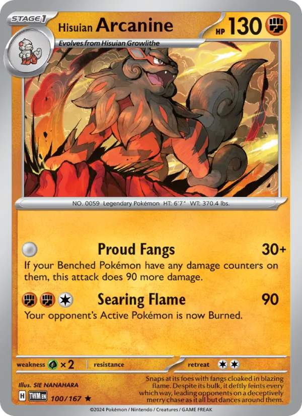 Hisuian Arcanine #100 – Twilight Masquerade card