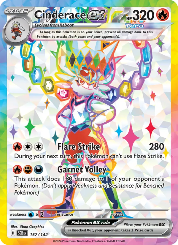 Cinderace ex #157 – Stellar Crown card